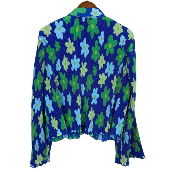 Target Black History Month x Sammy B Shirt Blue Green Floral Pleated Women's XL - Picture 5 of 7